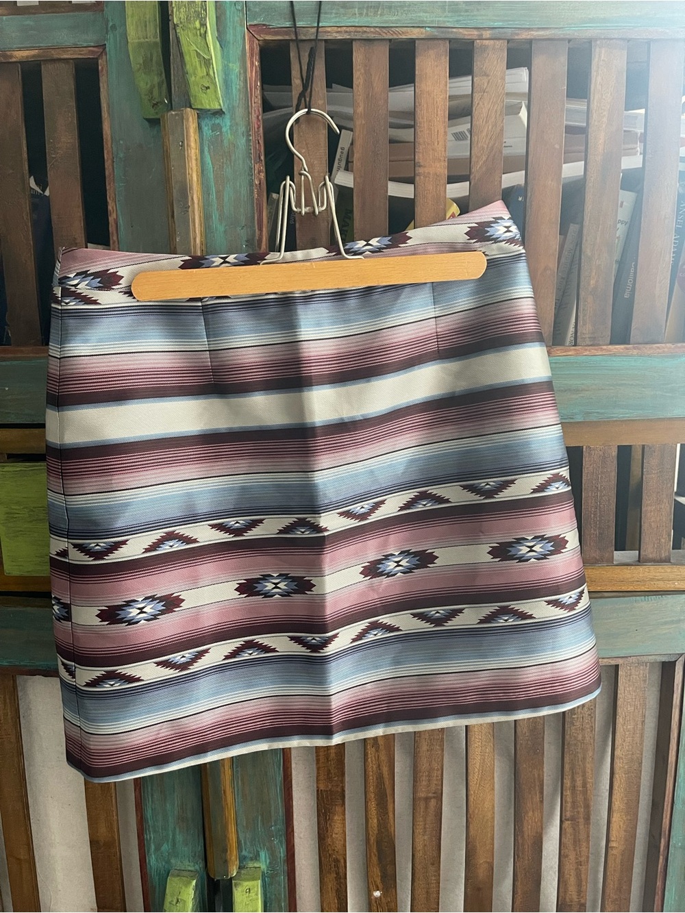 Ariat Southwestern Stripe Mini Skirt in Dusty Rose and Blue